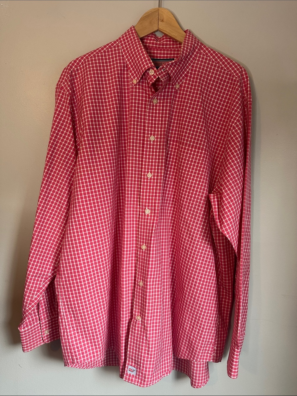 Vineyard Vines Pink Gingham Murray Shirt By Shep and Ian, XL